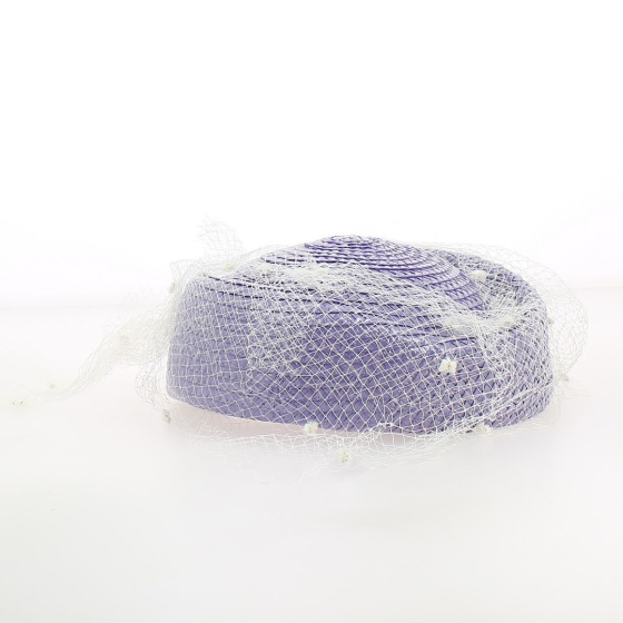 Tambourin Paille violette avec sa voilette blanche - Traclet