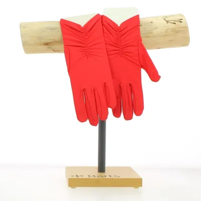 Short fancy ruby red lycra gloves - France Reference: 22680| Chapellerie Traclet