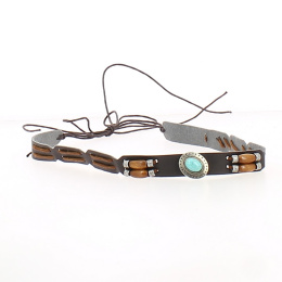 Garniture à Chapeau amovible (fantaisie perle bois et bleu) - Traclet