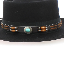 Garniture à Chapeau amovible (fantaisie perle bois et bleu) - Traclet