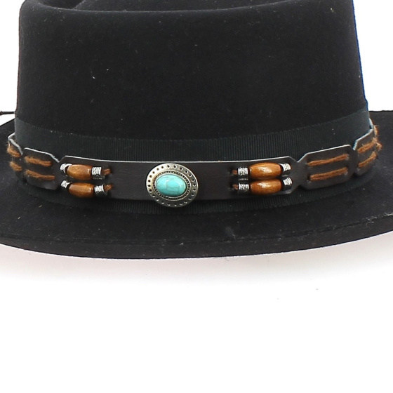 Removable Hat Trim (fancy wood and blue bead) - Traclet