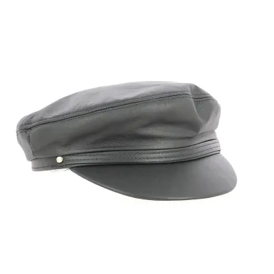 HENSCHEL HAT USA Black Leather Sailor Cap Reference: 22687| Chapellerie Traclet