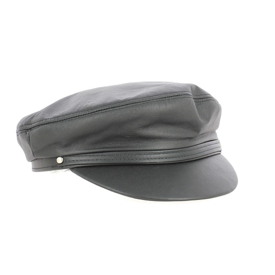 Casquette Marin HENSCHEL HAT USA Cuir Noir - Traclet