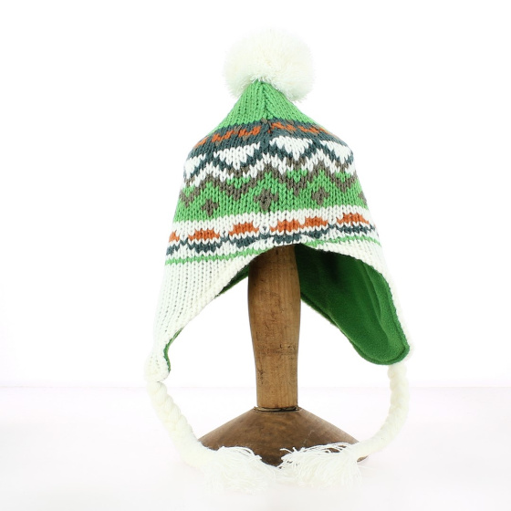 Bonnet enfant doublé polaire bleu ou vert - Chapellerie TRACLET