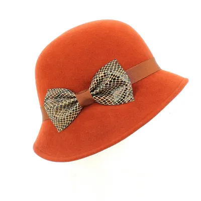 Chapeau Cloche Made in France avec noeud cuir - Traclet Référence : 22717