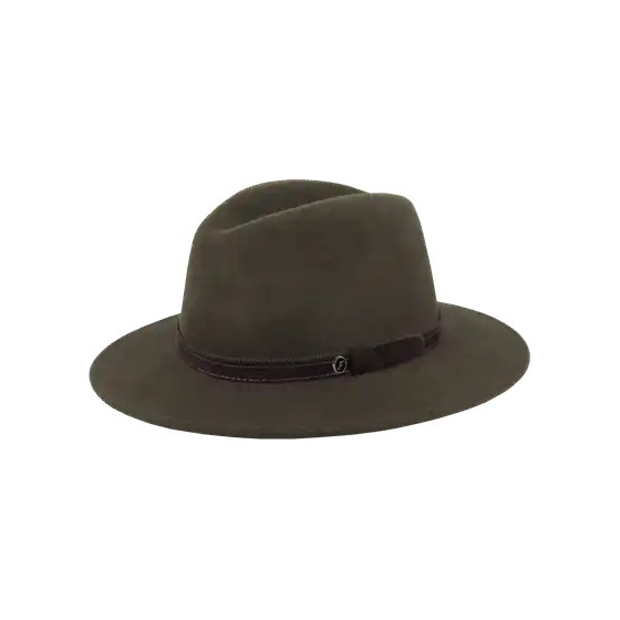 Chapeau Traveller Gianni Cache-Oreilles Feutre Olive - Fléchet
