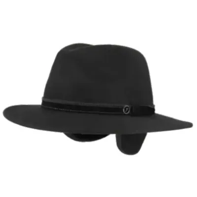 Chapeau Traveller Gianni Cache-Oreilles Feutre Noir - Fléchet