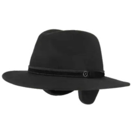 Chapeau Traveller Gianni Cache-Oreilles Feutre Noir - Fléchet