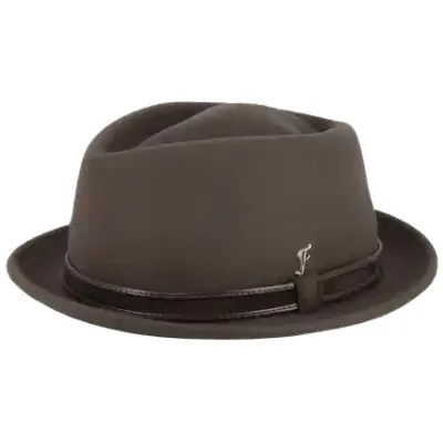 Porkpie Novare Taupe Felt Hat - Fléchet ref: 22380| Chapellerie Traclet