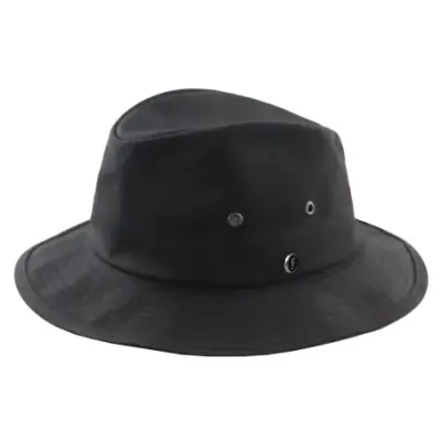 Chapeau Giovanni Coton Huilé Noir - Fléchet Reference : 22745| Chapellerie Traclet