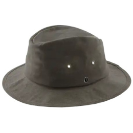 Chapeau Giovanni Coton Huilé Kaki - Fléchet