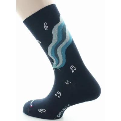 Chaussettes Hommes Musique Coton Bio Marine - DAGOBERT