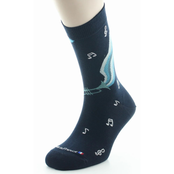 Chaussettes Hommes Musique Coton Bio Marine - DAGOBERT