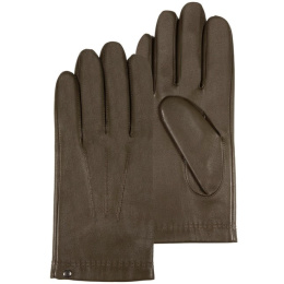 Men's Leather Gloves Lined with Silk & Cashmere Khaki - Isotoner