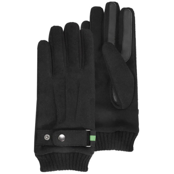 Men's Woolen Fabric Gloves Black - Isotoner