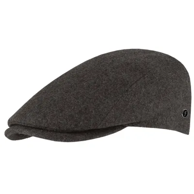 Armando Anthracite Wool Flat Cap - FLECHET ref 22803 chapellerie traclet