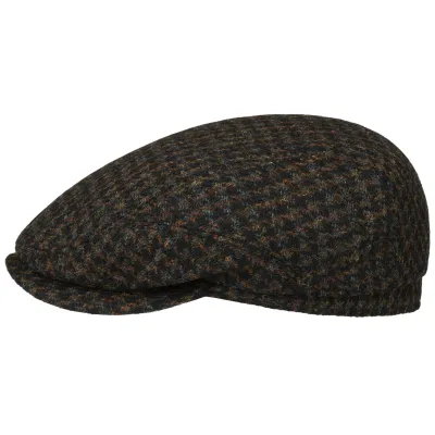 Casquette Plate Dundalk Harris Bleu Nuit Tweed Laine vierge - Stetson