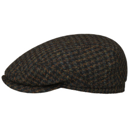 Casquette Plate Dundalk Harris Bleu Nuit Tweed Laine vierge - Stetson