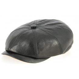 Hatteras Avellino Nappa Black Leather Cap - Traclet