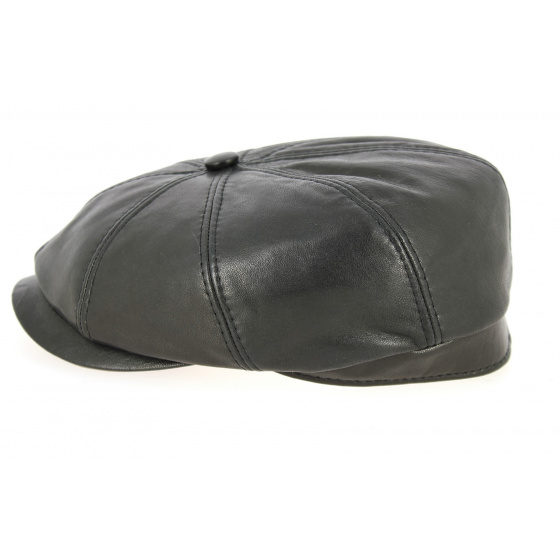 Hatteras Avellino Nappa Black Leather Cap - Traclet