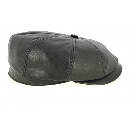 Hatteras Avellino Nappa Black Leather Cap - Traclet