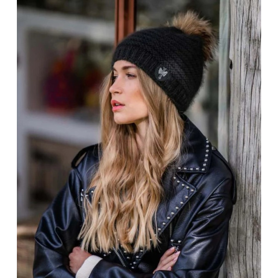 Black Naiade Pom-Pom Beanie - Pipolaki