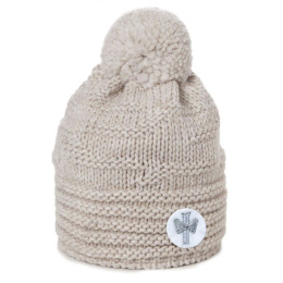 Delia Beige Pompom Beanie - Pipolaki