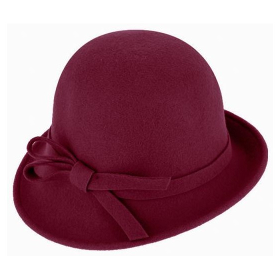 Lidia Cloche Hat Wool Felt made in france Burgundy - Traclet