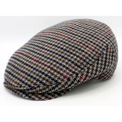 Brown Houndstooth Flat Cap - Traclet Reference: 10786 | Chapellerie Traclet