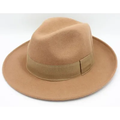 Chapeau Fédora San Salvo Feutre Camel Laine - Traclet