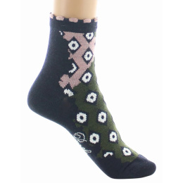 Women's Short Diamond Wool Socks Made in France - Berthe