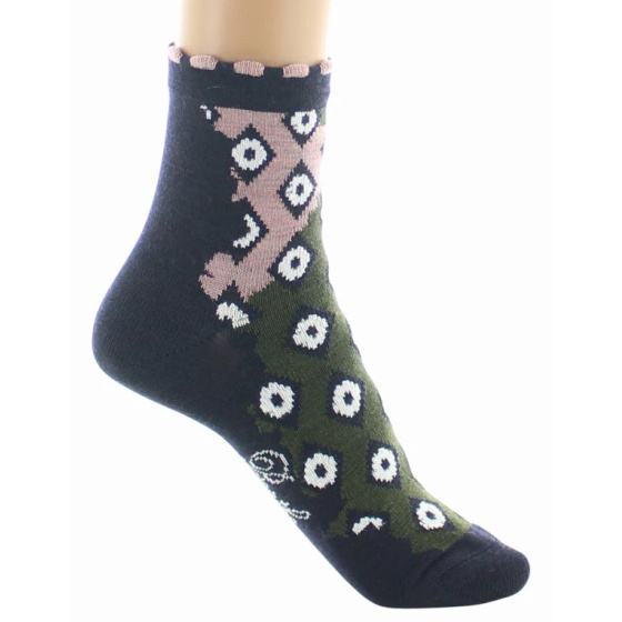Women's Short Diamond Wool Socks Made in France - Berthe