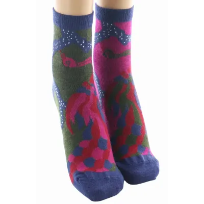 Women's Short Combed Peacock Socks Made in France - Berthe Reference: 22897| Chapellerie Traclet