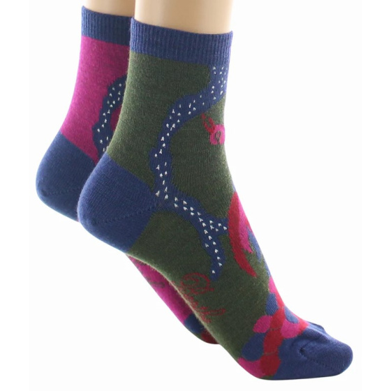 Women's Short Combed Peacock Socks Made in France - Berthe