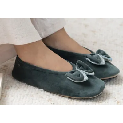 Women's Ballet Slippers Bow Sage - Isotoner - Traclet Shop Reference: 22905| Chapellerie Traclet