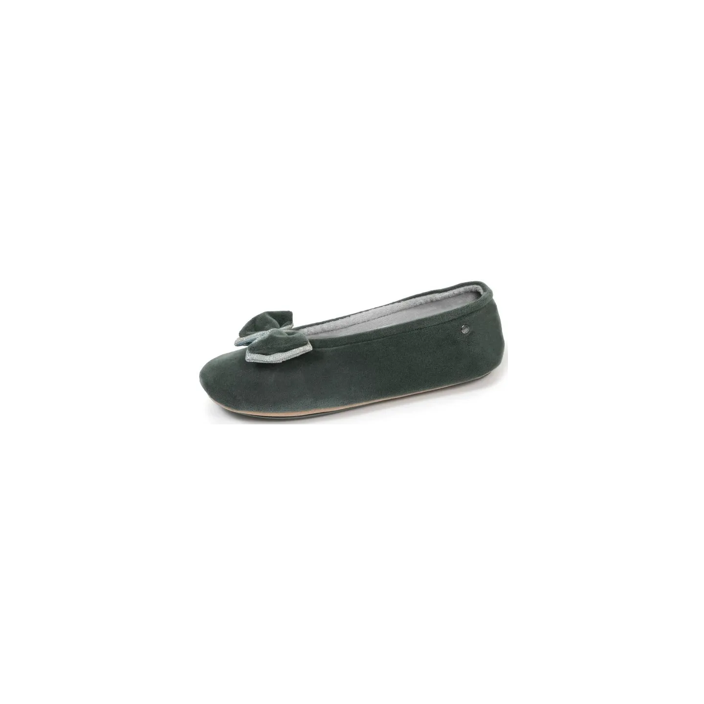 Chaussons Ballerines Femme Nœud Sauge - Isotoner  - Boutique Traclet Reference : 22905| Chapellerie Traclet