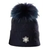 Bonnet Pompon Fourrure Betty Laine Marine - Kristo