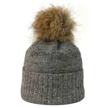 Bonnet Pompon Fourrure Bettina Gris - Kristo