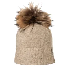 Bonnet Pompon Fourrure Bettina Beige - Kristo