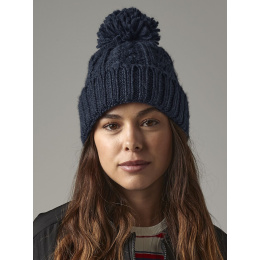Oversize Navy Pom Pom Beanie - Traclet