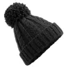 Bonnet À Pompon Tricote Oversize Noir - Traclet