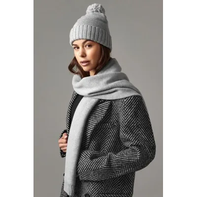 Ensemble Louna Bonnet Pompon & Echarpe Gris - TRACLET