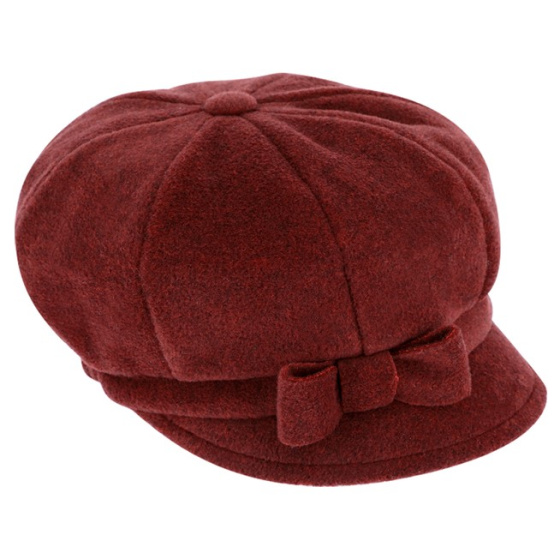 Armel Fleece Newsboy Cap in Burgundy - Traclet