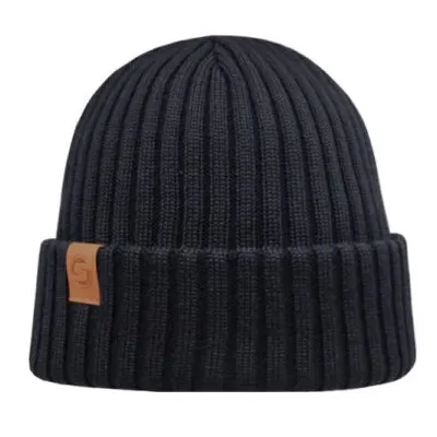 Sailor Cuff Beanie Merino Wool Black - Super Yellow Reference: 22935| Chapellerie Traclet