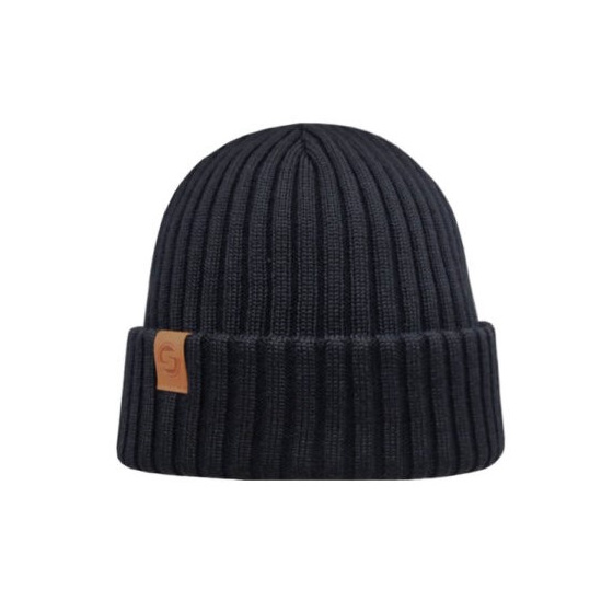 Bonnet à Revers Sailor Laine Mérinos Noir - Super Yellow