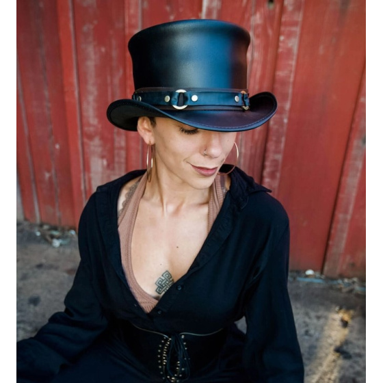 El Dorado Band Black Leather Half Top Hat - Head'N Home