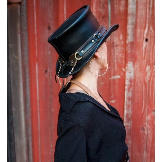 Chapeau Demi Haut de Forme El Dorado Band Cuir Noir - Head'N Home