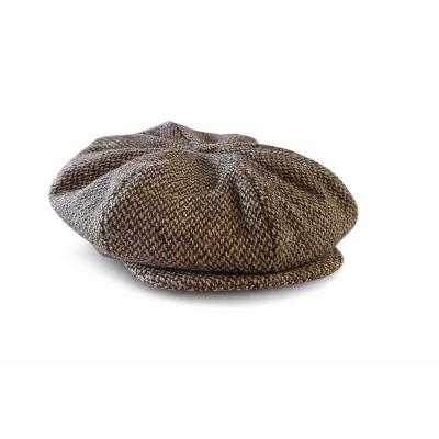 Brown Checkered Birr Irish Cap - Hanna Hats Reference: 9977 | Traclet Hat Shop