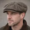 Brown Checkered Birr Irish Cap - Hanna Hats Reference: 9977 | Traclet Hat Shop