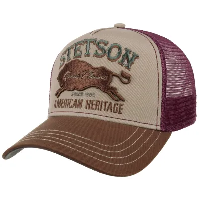 Great Plains Cotton Brown & Wine Baseball Trucker Cap - Stetson Reference: 22958| Chapellerie Traclet